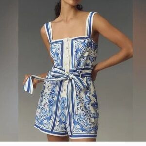 Farm rio blue and white romper